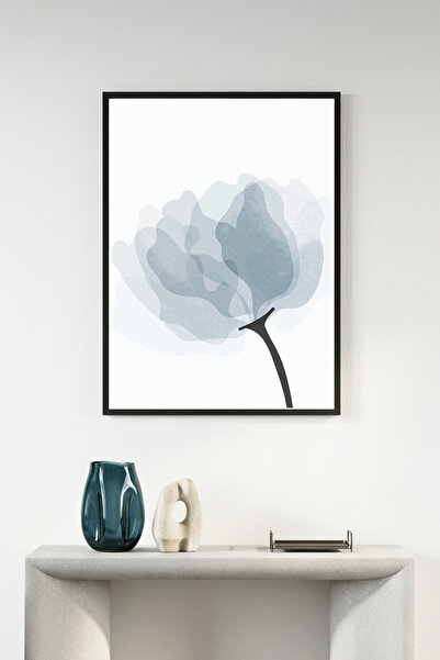huhuli Tablou cu model floral abstract, înrămat în lemn natural - Tonuri past...