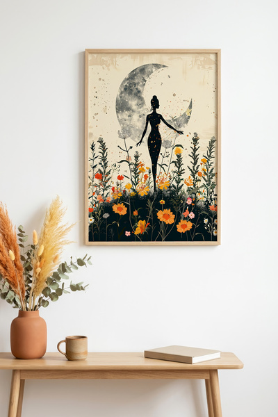 huhuli Tablou cu model floral înrămat în lemn natural - Abstract |   huhu1257