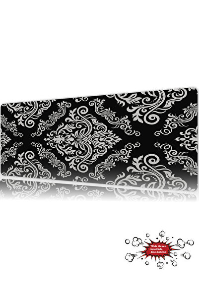 urzuva Silver Baroque Gaming Oyuncu XL Mouse Pad Mousepad 90x40 cm 3Mm Dikişl...