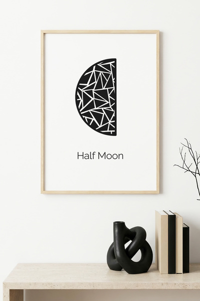 huhuli Γεωμετρικός πίνακας με μοτίβο μισού φεγγαριού με φυσικό ξύλινο πλαίσιο...