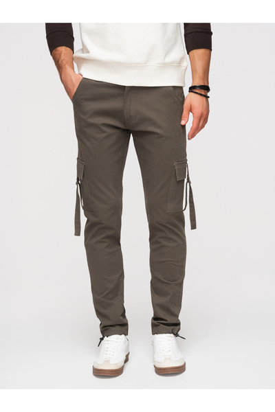 OMBRE Bărbați Pantaloni Cargo P1516 — Croială Dreaptă, Buzunare Laterale Dark...