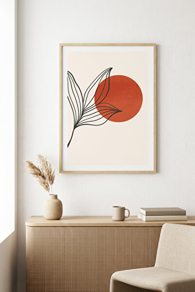 huhuli Τραπέζι με μίνιμαλ σχέδιο φύλλων με φυσικό ξύλινο πλαίσιο - Ζωντανοί τ...