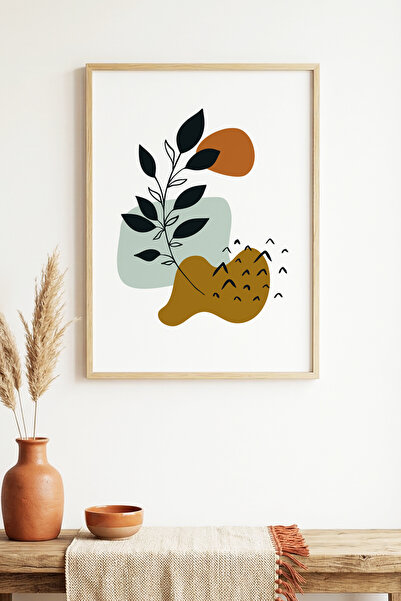 huhuli Τραπέζι με μίνιμαλ σχέδιο φύλλων με φυσικό ξύλινο πλαίσιο - Ζωντανοί τ...