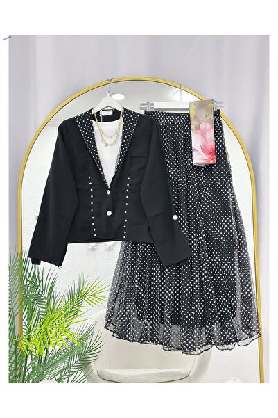 YEDİLALE Polka Dot Jacket Skirt Dual Set [Shawl, Excluding Inner Wear]