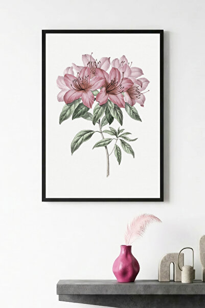 huhuli Πίνακας με φυσικό ξύλινο πλαίσιο και μοτίβο λουλουδιών - Παστέλ αποχρώ...