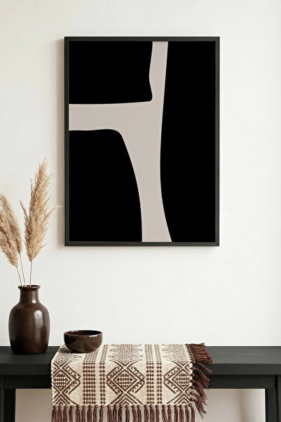 huhuli Πίνακας με Μινιμαλιστικό Αφηρημένο Σχέδιο με Φυσικό Ξύλινο Πλαίσιο - Μ...