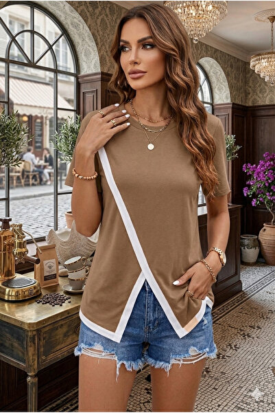 Modayakamoz Νέα σεζόν Γυναικεία κοντομάνικη μπλούζα με λαιμόκοψη ποδηλάτου απ...