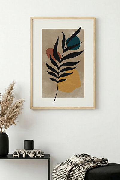 huhuli Τραπέζι με μίνιμαλ σχέδιο φύλλων με φυσικό ξύλινο πλαίσιο - Ζωντανοί τ...