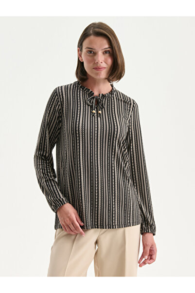 LC Waikiki Bluză cu imprimeu și guler cu șnur