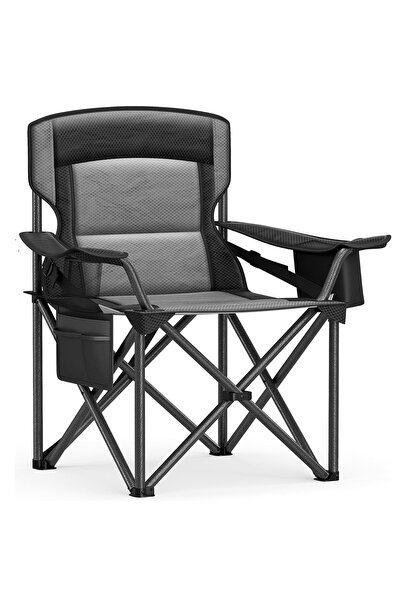 SONGMICS Scaun de camping pliabil cu spătar înalt și șezut căptușit, suport p...