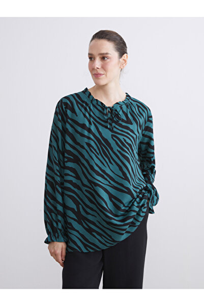 LC Waikiki Bluză cu imprimeu și guler cu șnur