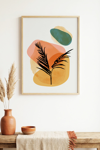 huhuli Τραπέζι με μίνιμαλ σχέδιο φύλλων με φυσικό ξύλινο πλαίσιο - Ζωντανοί τ...