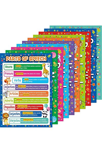 BPA ® 10 Pieces Educational Posters Speech Learning Poster Grammar Poster, Nu...