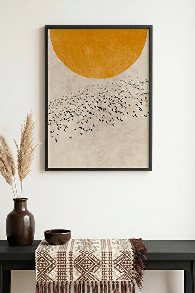 huhuli لوحة تجريدية بإطار خشبي طبيعي I Huhu1278