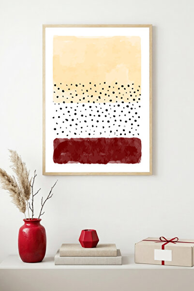 huhuli Tablou cu model abstract, încadrat în lemn natural - Tonuri pastelate ...