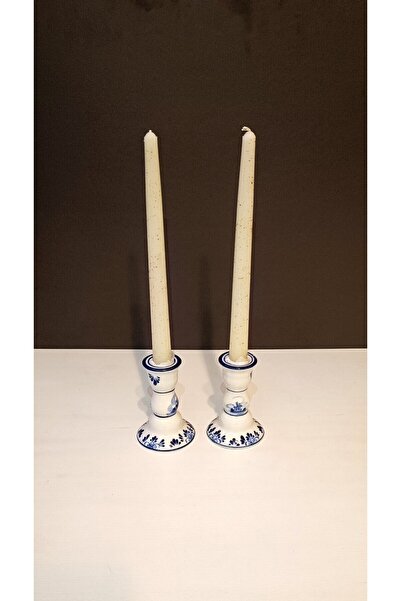 Genel Markalar İkili Yaldızlı Şamdan Mum 2x25cm Krem