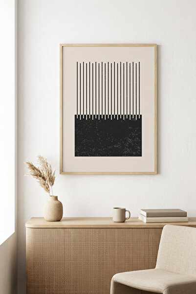 huhuli Τραπέζι με μίνιμαλ γραμμές με φυσικό ξύλινο πλαίσιο - Μαύρο-Λευκό |   ...