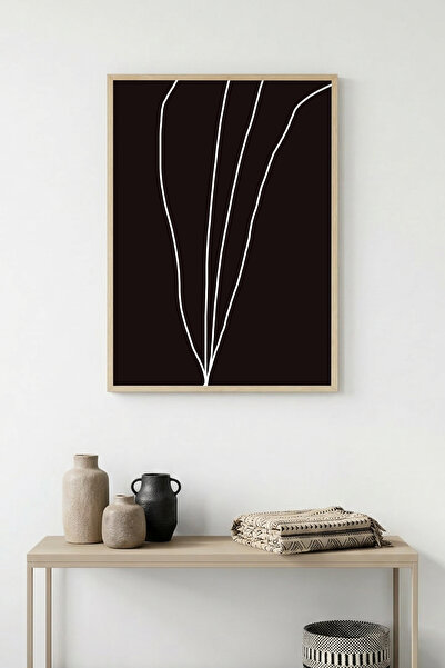 huhuli Τραπέζι με φυσικό ξύλινο πλαίσιο και μίνιμαλ σχέδιο φύλλων - Ασπρόμαυρ...