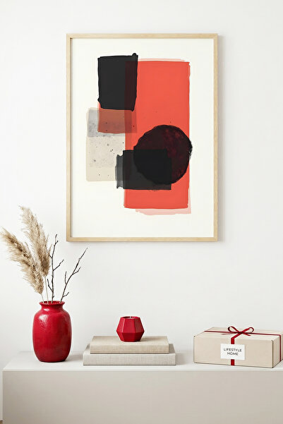 huhuli لوحة فنية بنمط هندسي تجريدي بإطار خشبي طبيعي - ألوان نابضة بالحياة |  ...