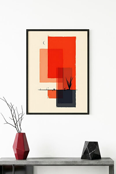 huhuli Επιτραπέζια ζωγραφική με αφηρημένα γεωμετρικά σχέδια με φυσικό ξύλινο ...