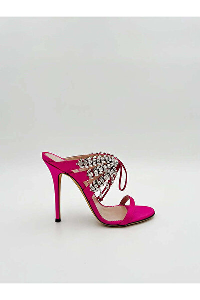 Giuseppe zanotti SATIN FUXIA MULE WITH CRYSTALS