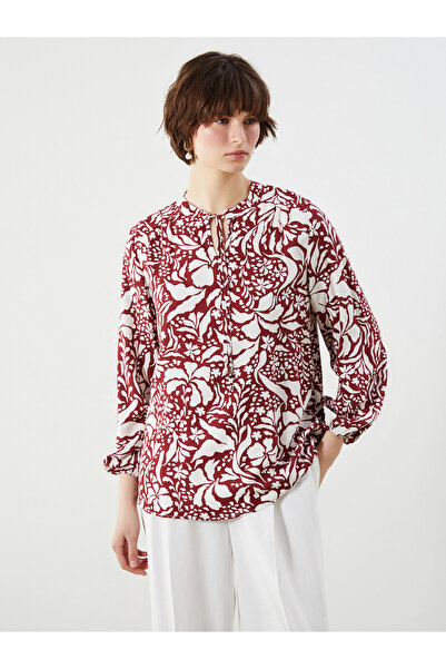 LC Waikiki Tie Neck Patterned Blouse