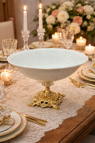 silvia home decor Porselen Sunumluk Meyvelik Salata Kasesi