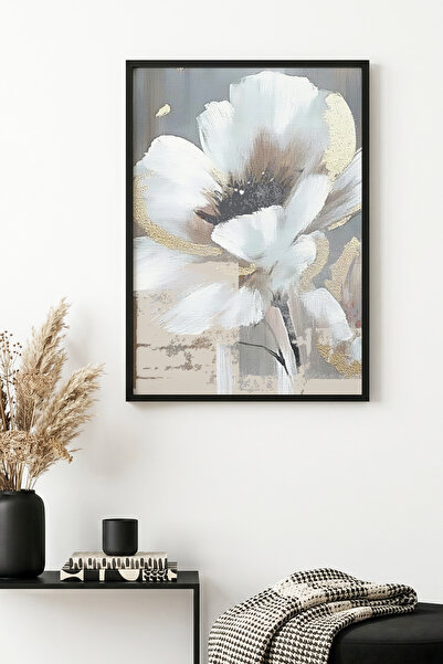 huhuli Πίνακας με φυσικό ξύλινο πλαίσιο και μοτίβο λουλουδιών - Παστέλ αποχρώ...