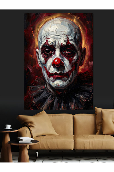 Artmeg Pânză decorativă cu portret de clovn înfricoșător și dramatic - Tablou...