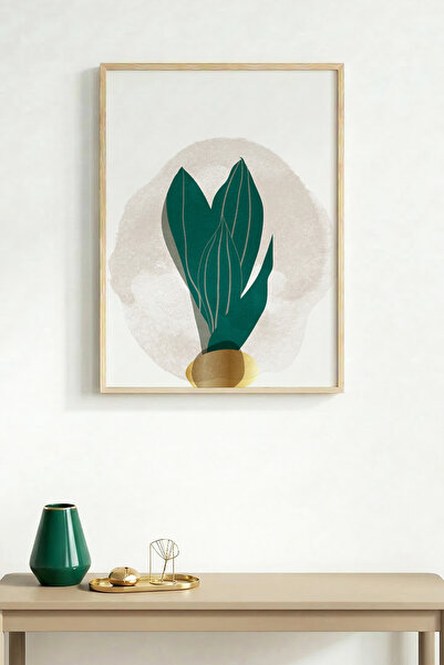 huhuli Τραπέζι με μίνιμαλ σχέδιο φύλλων με φυσικό ξύλινο πλαίσιο - Ζωντανοί τ...