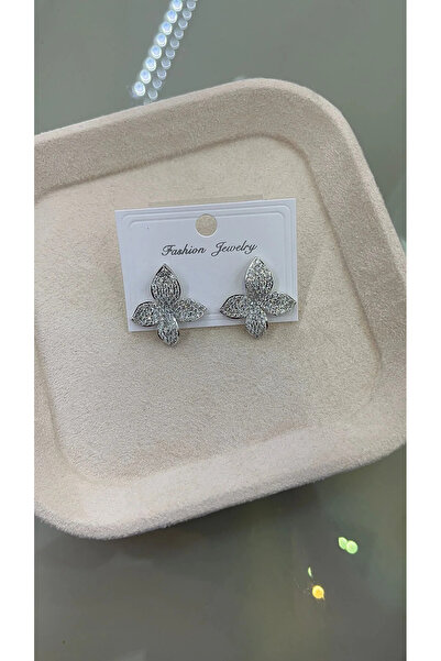 Çelik Flower Detailed Stone Studded Silver Color Stylish Design That Does Not...