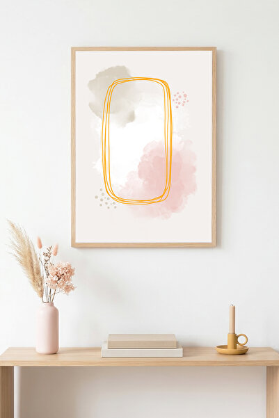 huhuli Tablou cu model abstract, încadrat în lemn natural - Tonuri pastelate ...