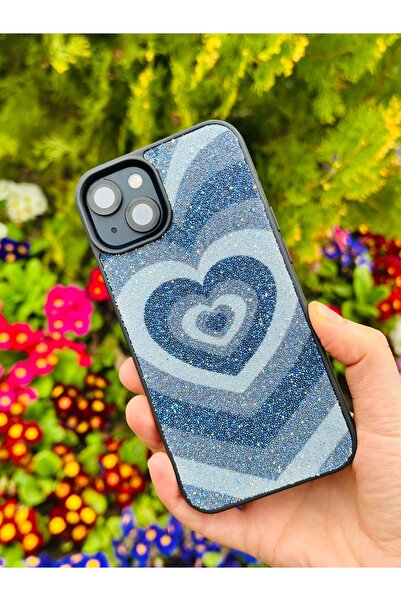 DGN İphone 13 ve İphone 14 Uyumlu Elması Kalp Tasarımlı Taşlı Lens Koruma Hed...