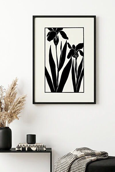 huhuli Πίνακας με φυσικό ξύλινο πλαίσιο και σχέδιο λουλουδιών - Μίνιμαλ |   h...