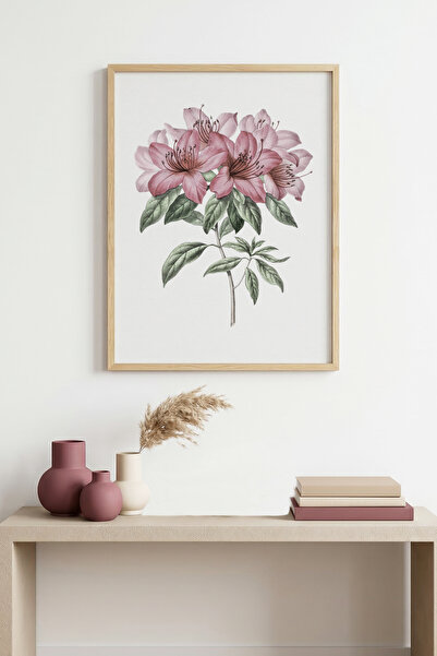 huhuli Doğal Ahşap Çerçeveli Çiçek Desenli Tablo - Pastel Tonlar | huhu1172