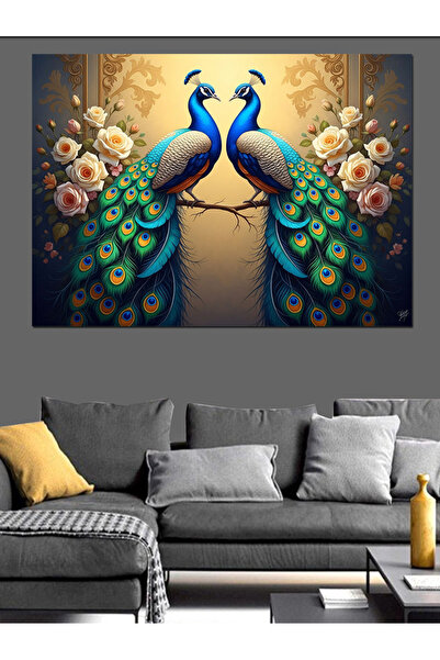 Artmeg Pânză decorativă elegantă cu păuni pentru artă de grădină - Tablou din...
