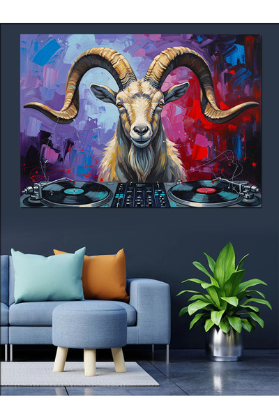 Artmeg Figurină decorativă a unui berbec cu ochelari în cabina DJ - Tablou di...