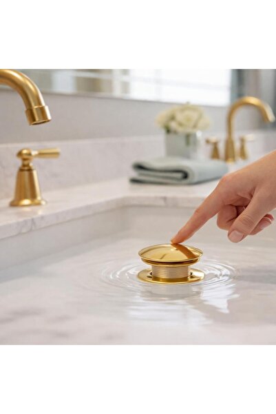 HCE STORE Pop-Up Lavabo Süzgeci Bas-Aç Krom Kapaklı