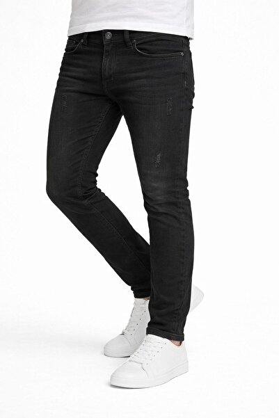 CLASSİCS MEN Ανδρικό τζιν παντελόνι σε στενή γραμμή Black Wood - 7568