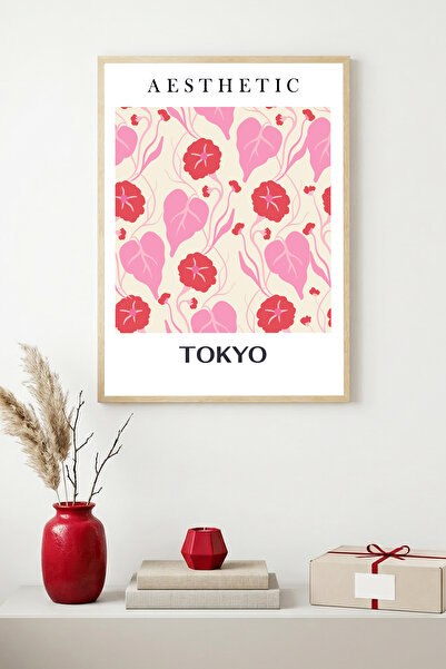 huhuli Tablou cu model floral înrămat în lemn natural - Pastel |   huhu1591