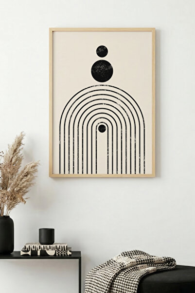 huhuli Tablou cu model geometric cu ramă din lemn natural - Minimalist |   hu...