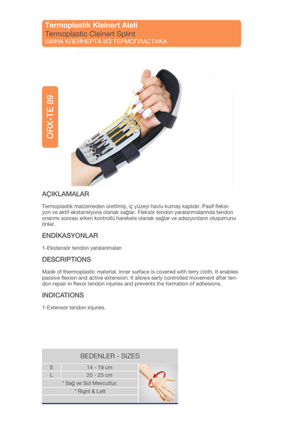 ORLEX جبيرة كلاينيرت البلاستيكية الحرارية - داعمة لإعادة التأهيل (يمين) (ORX) ® -TE89)