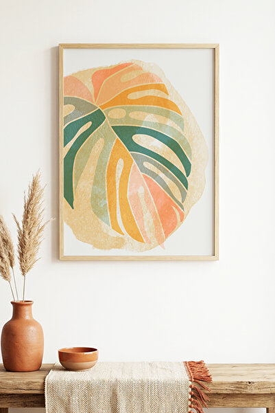 huhuli Tablou abstract cu ramă din lemn natural I Huhu1397