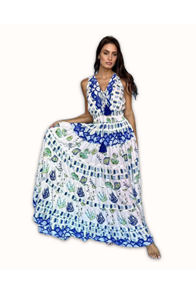 Antica Sartoria MAXI DRESS IN CELESTE