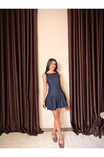 LOISY Women's Zipper Detailed Denim Mini Dress