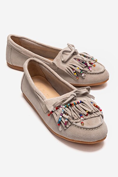 LuviShoes EVELYN Γυναικεία Loafer Παπούτσια από Γνήσιο Δέρμα Μπεζ Σουέντ με Φ...