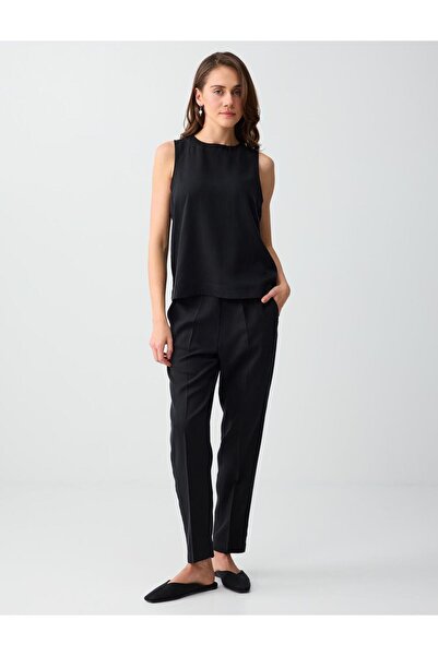 Jimmy Key Παντελόνι από ύφασμα ανθρακί με λεπτομέρεια τσέπης, κανονική μέση κ...