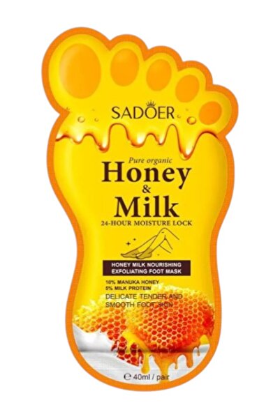 SADOER قناع القدمين المغذي والمقشر بالعسل والحليب.