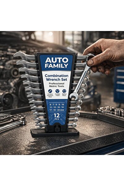 AutoFamily Auto Family 12pcs - 6-22mm Metric Combination Wrench Set