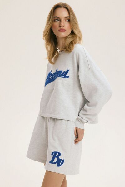 ESOTIQ BLOOVII Women's Two Piece Set Loungewear Sports College Style Shorts &...